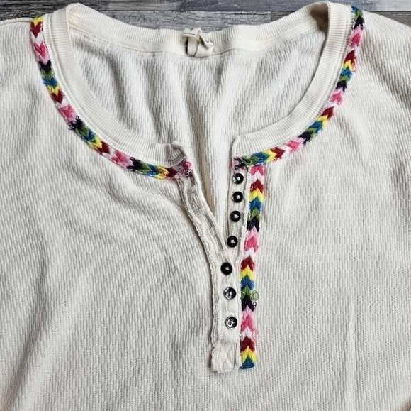 We The Free Rainbow Thermal Top Long Sleeve Scoop Neck Small - Picture 3 of 7